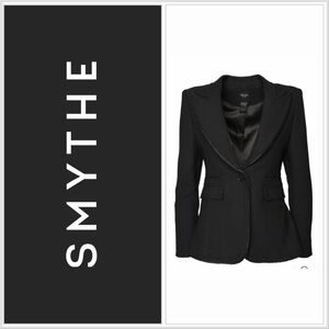 SMYTHE Single-Breasted Structured Tuxedo Style Rope Trim Blazer Black Size 8 🇨🇦